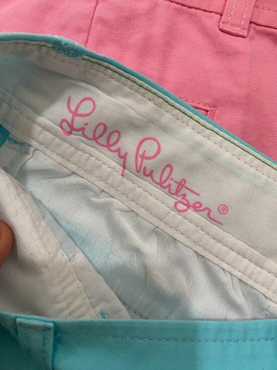 Lilly Pulitzer Aqua Cotton Shorts Size 4 Classic Preppy Summer Casual - Picture 4 of 7